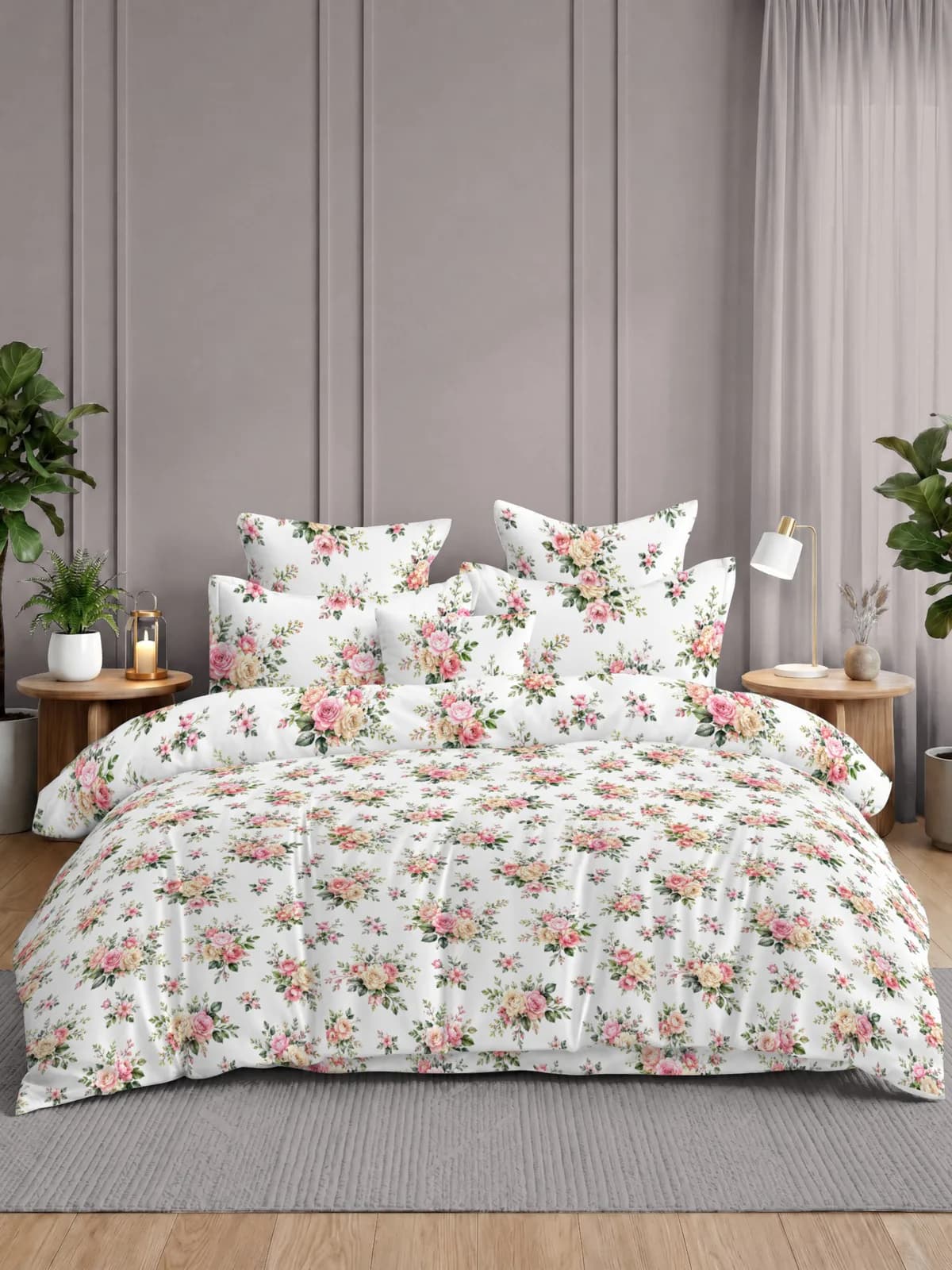 Rome Collection 210 TC Cloud Cotton King Bedsheet Set | 108x108 inches