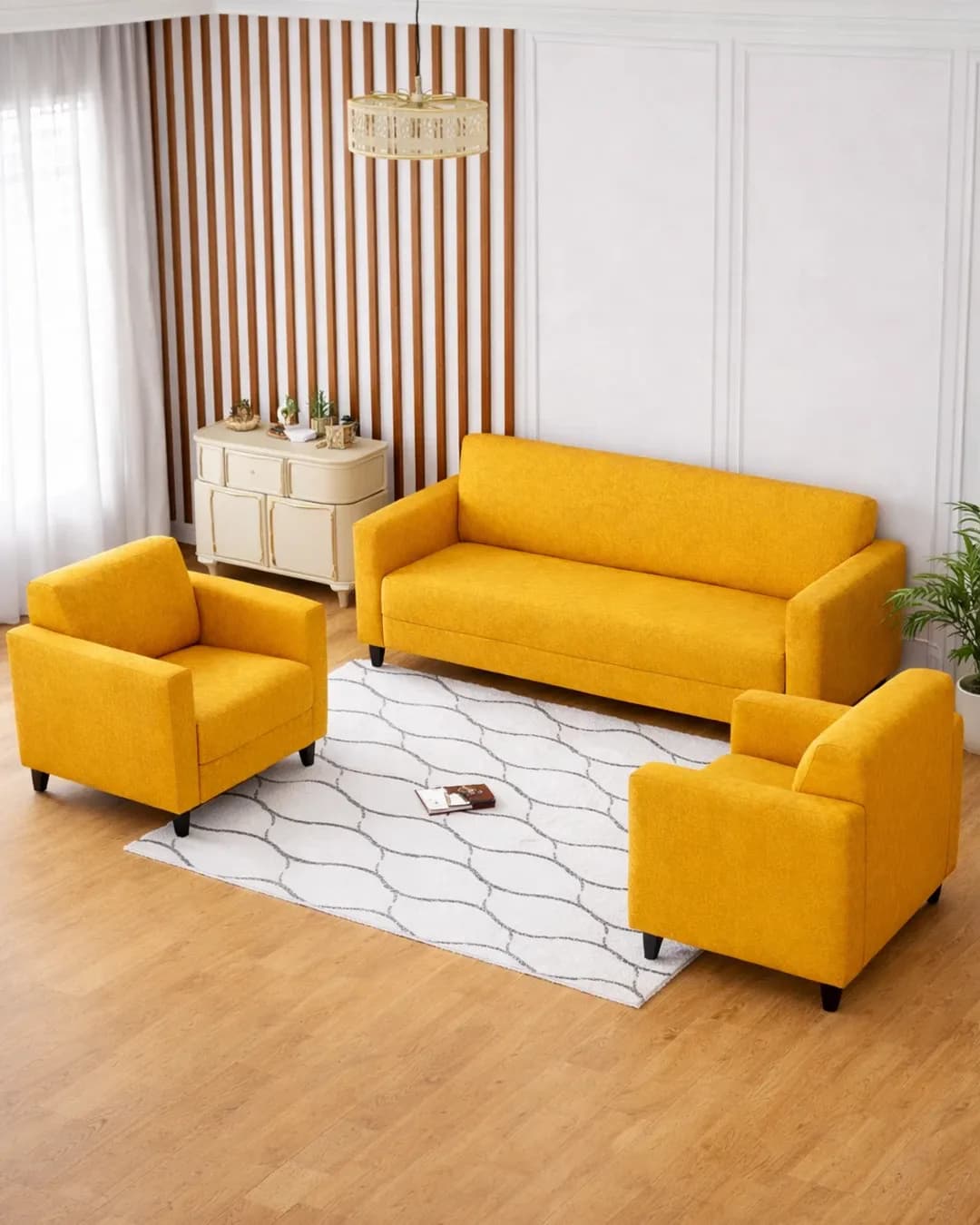 Elastic Fitted Jacquard 5 Seater Sofa Cover (3+1+1)