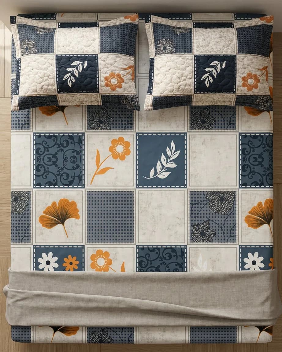 Flair Cloud Cotton 3Pc Hand Quilting Double Bedding Set