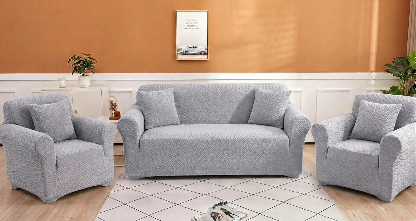 Elastic Fitted Jacquard 5 Seater Sofa Cover (3+1+1)