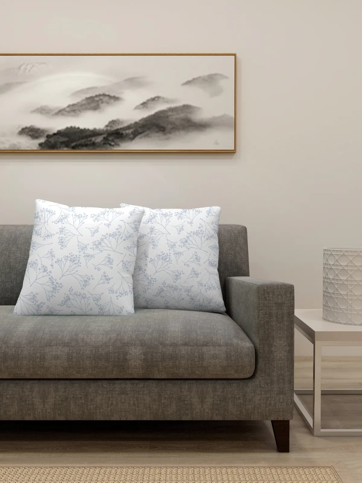 Printed Cushion Cover Set of 2 with cushion fillers