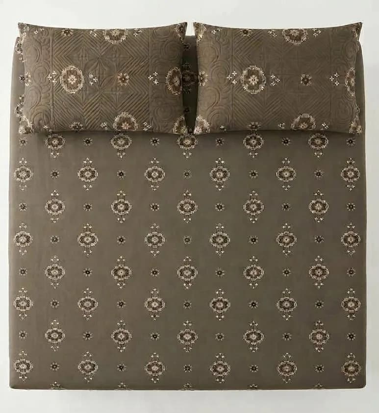 Hand Quilted 100% Pure Cotton King 3Pc Bedding Set